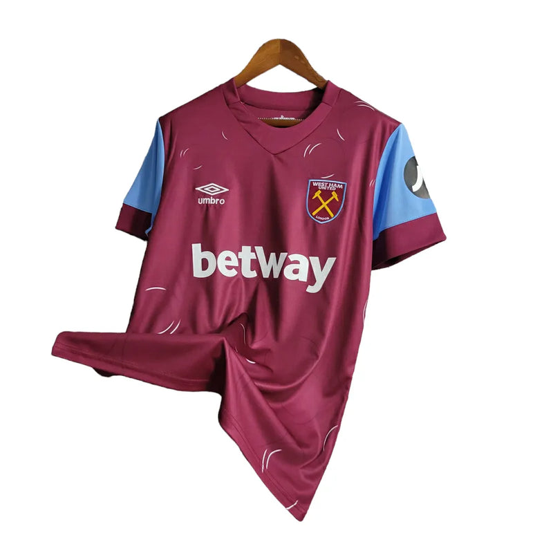 Camisa West Ham I 23/24 - Torcedor Umbro Masculina - Vinho com detalhes em azul e branco