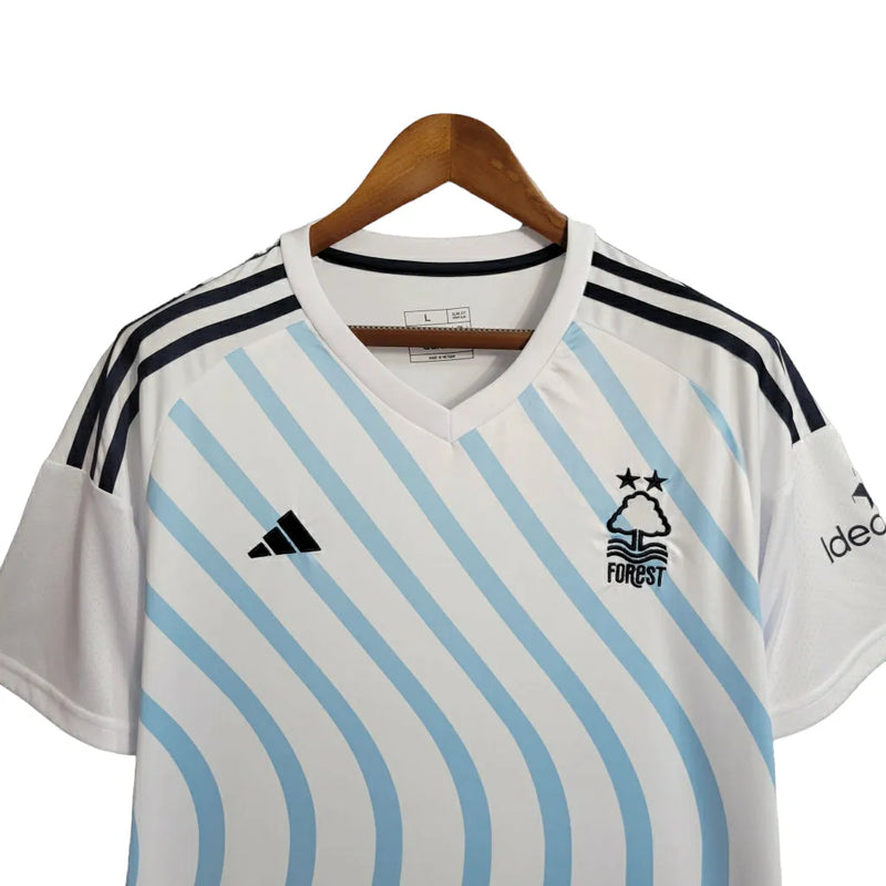 Camisa Nottingham II 23/24 - Torcedor Adidas Masculina - Branca de detalhes em azul e preto