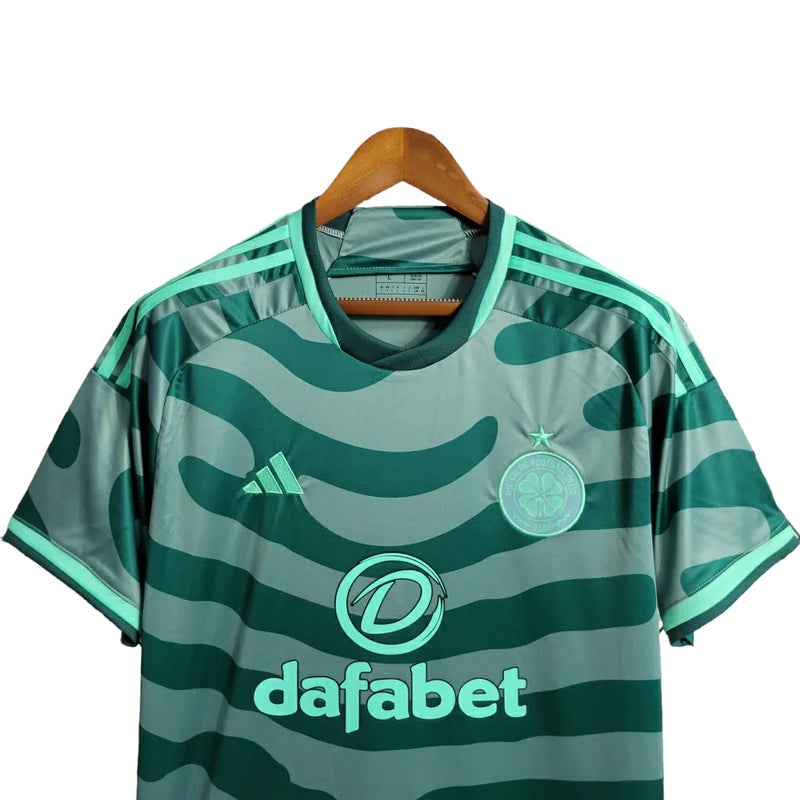 Camisa Celtic III 23/24 - Torcedor Adidas Masculina - Verde com detalhes em cinza