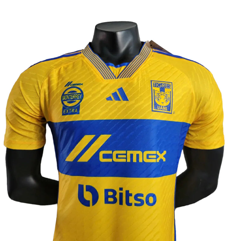 Camisa Tigres do México I 23/24 - Jogador Adidas Masculina - Amarelo com detalhes em azul