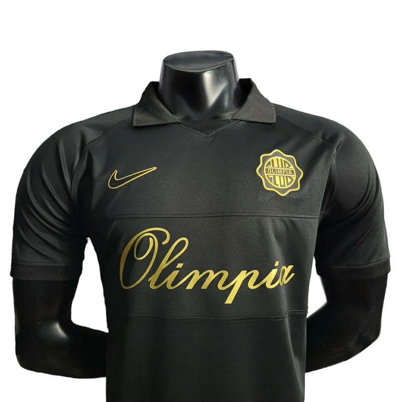 Camisa Olympia Edição Especial aniversario de 120 anos - Jogador Nike Masculina - Preto com detalhes dourado