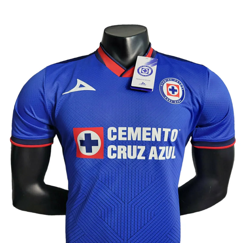 Camisa Cruz Azul do México I 23/24 - Jogador Pirma Masculina - Azul com detalhes em vermelho