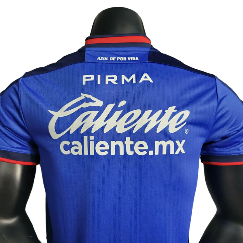 Camisa Cruz Azul do México I 23/24 - Jogador Pirma Masculina - Azul com detalhes em vermelho