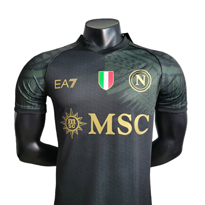 Camisa Napoli III 23/24 - Jogador EA7 Masculina - Preta com detalhes em verde