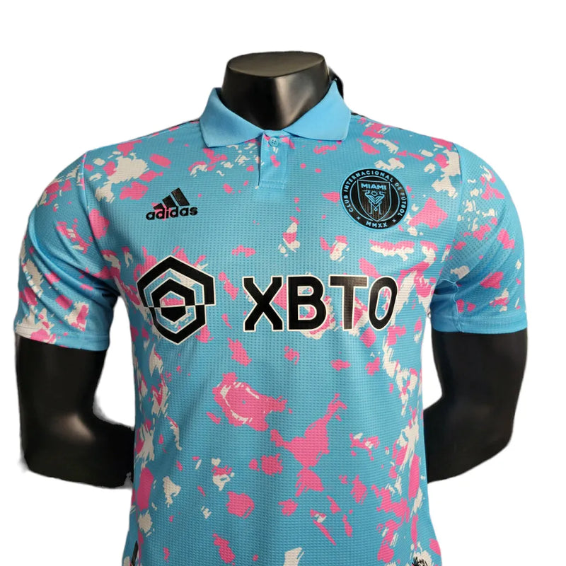 Camisa Inter Miami Treino 23/24 - Jogador Adidas Masculina - Azul com detalhes branco e rosa