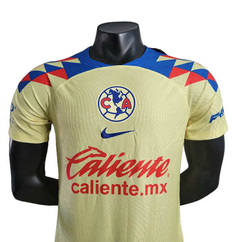 Camisa América do México I 23/24 - Jogador Nike Masculina - Amarela com detalhes em azul e vermelho