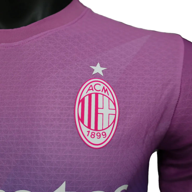 Camisa AC Milan III 23/24 - Jogador Puma Masculina - Rosa com detalhes em roxo e verde