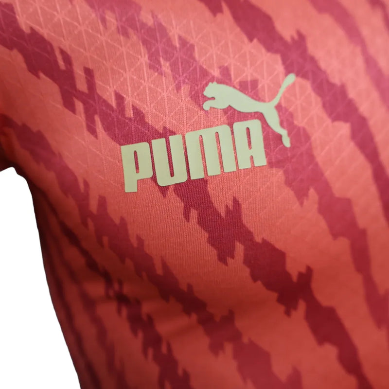 Camisa Marrocos I 23/24 - Jogador Puma Masculina - Vermelha com detalhes em verde e dourado