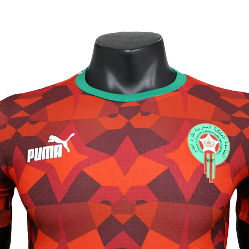 Camisa Marrocos Edição Especial 23/24 - Jogador Puma Masculina - Vermelha com detalhes em verde e branco