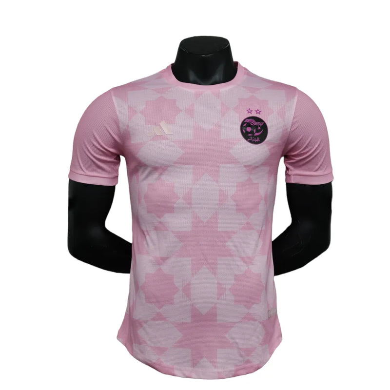 Camisa Seleção da Argélia Edição Especial 23/24 - Jogador Adidas Masculina - Rosa com detalhes em branco e preto