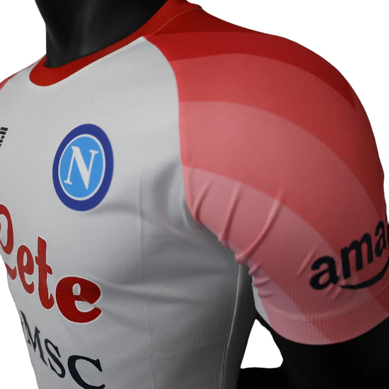 Camisa Napoli Edição Especial dia dos namorados 23/24 - Jogador EA7 Masculina - Branca com detalhes em vermelho