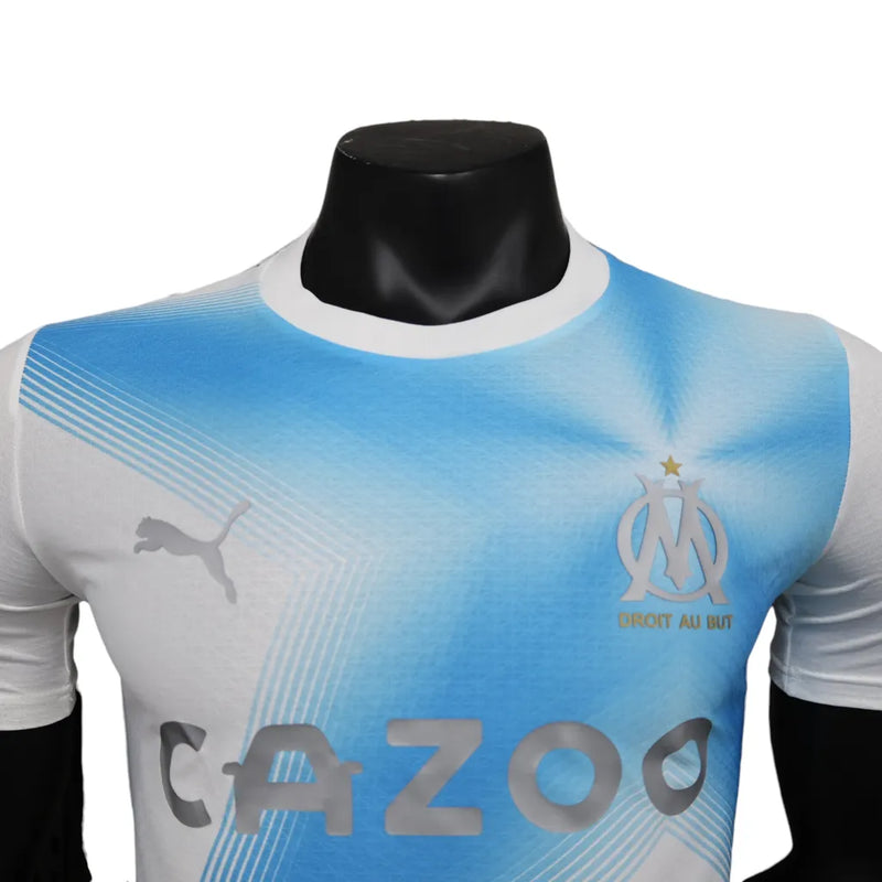 Camisa Olympique Marseille Edição Especial 23/24 - Jogador Puma Masculina - Branca com detalhes em azul