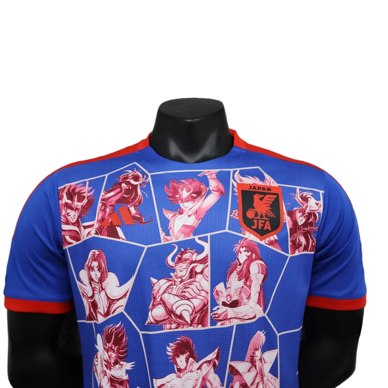 Camisa Seleção do Japão Edição Especial Cavaleiros do Zodíacos 23/24 - Jogador Adidas Masculina - Azul com detalhes em vermelho