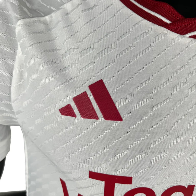 Camisa Manchester United III 23/24 - Jogador Adidas Masculina - Branca com detalhes em vermelho e preto