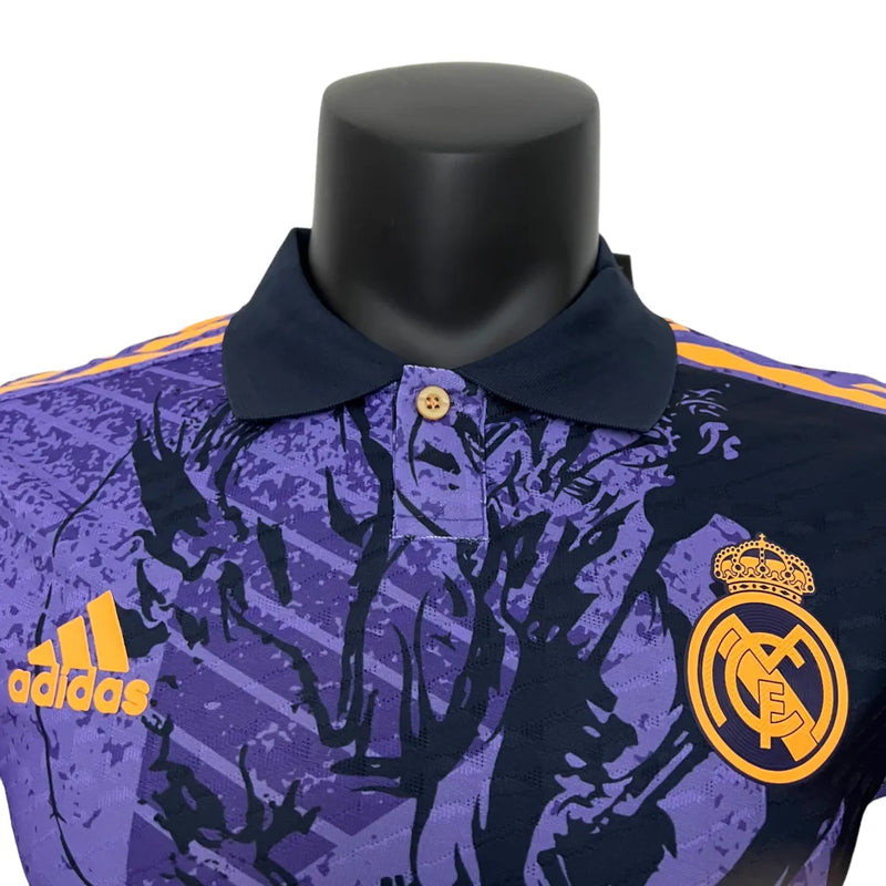 Camisa Real Madrid Edição Especial 23/24 Jogador Adidas Masculina - Roxa com detalhes em preto e dourado