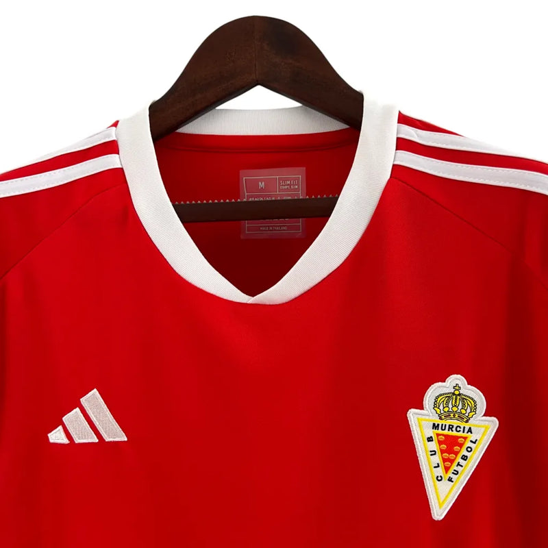 Camisa Real Murcia I 23/24 - Torcedor Adidas Masculina - Vermelha com detalhes em branco