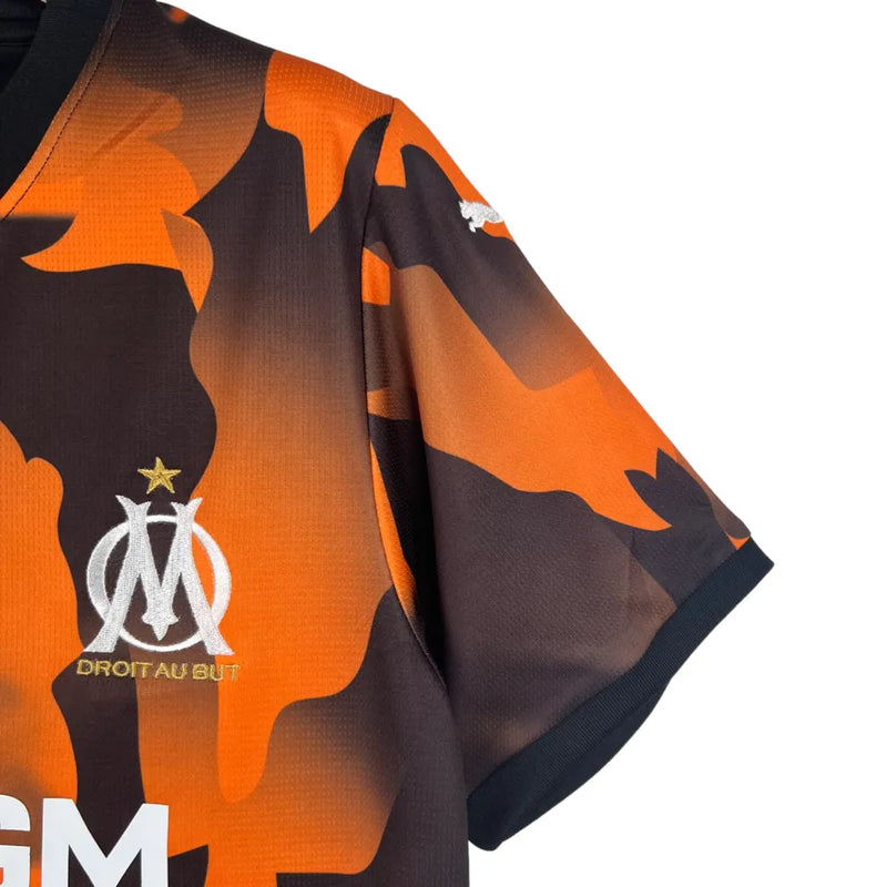 Camisa Olympique Marseille III 23/24 - Torcedor Puma Masculina - Laranja com detalhes em preto