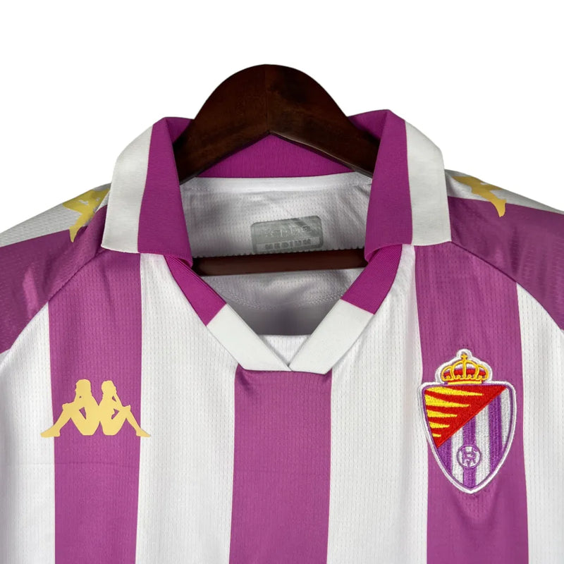 Camisa Real Valladolid I 23/24 - Torcedor Kappa Masculina - Branca com detalhes em roxo