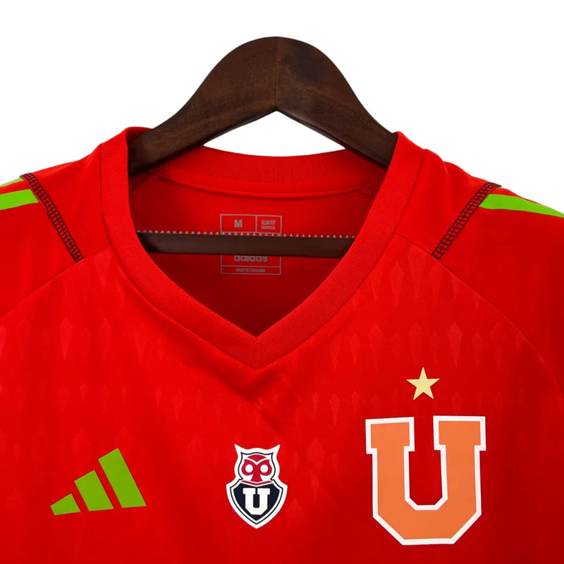 Camisa Universidad do Chile Goleiro I 23/24 - Torcedor Adidas Masculina - Vermelha com detalhes em verde