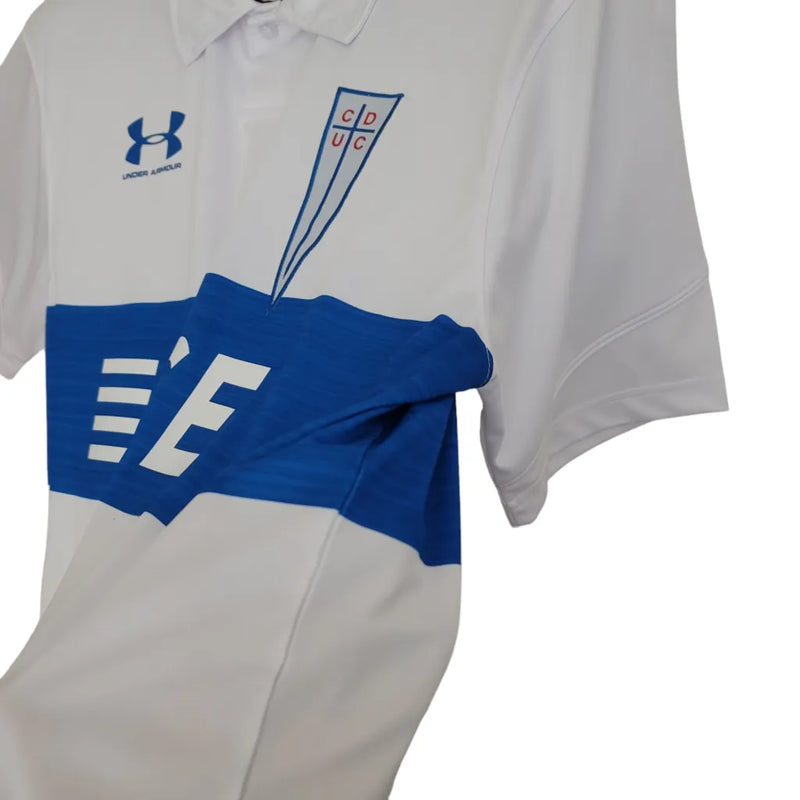 Camisa Universidad Católica II 23/24 - Torcedor Under Armour Masculina - Branca com detalhes em azul e vermelho