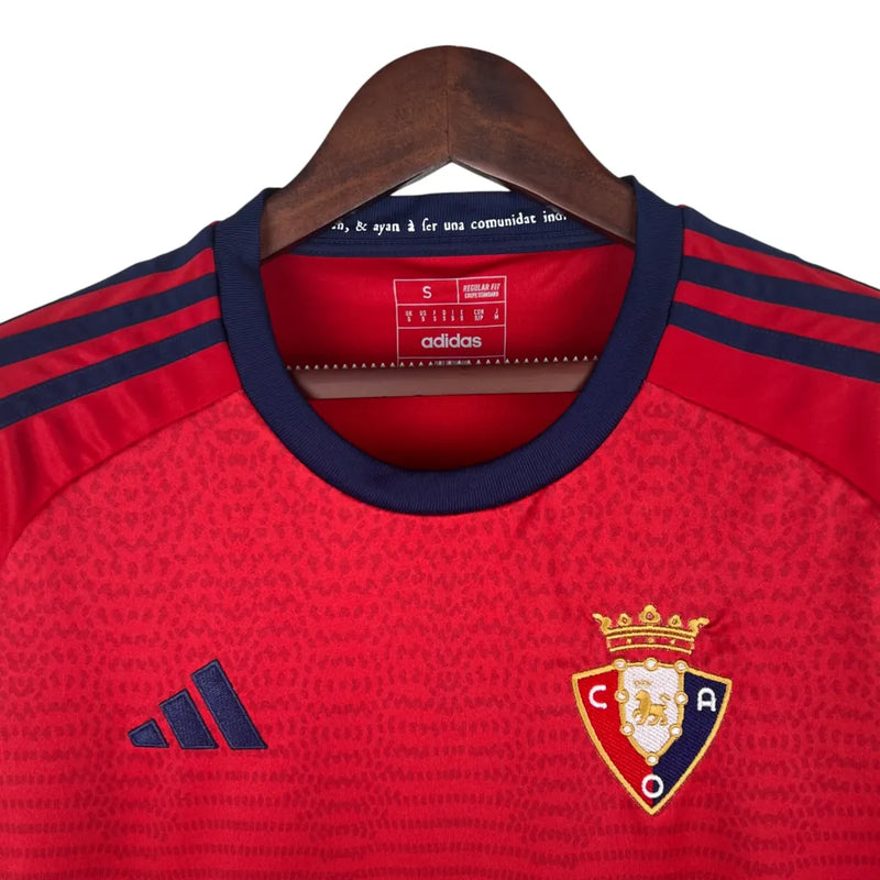 Camisa Osasuna I 23/24 - Torcedor Adidas Masculina - Vermelha com detalhes em azul e branco