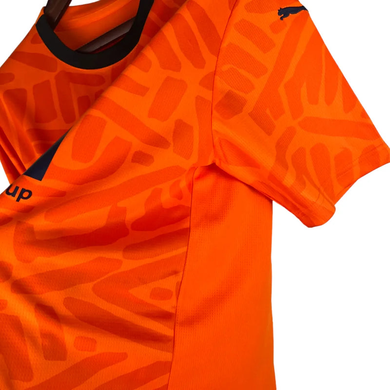 Camisa Valencia III 23/24 - Torcedor Puma Masculina - Laranja com detalhes em preto