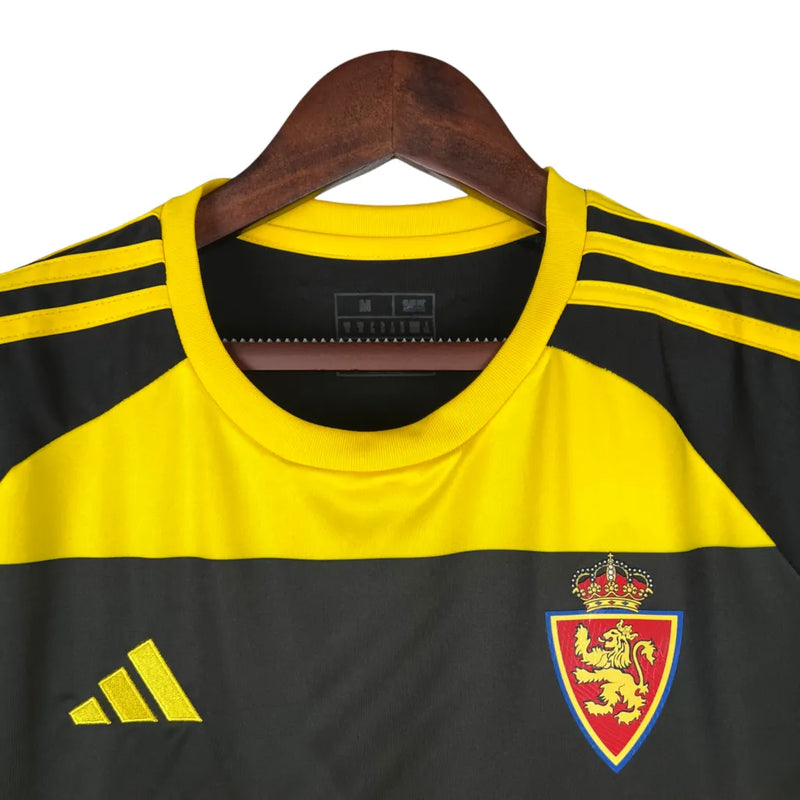 Camisa Real Zaragoza II 23/24 - Torcedor Adidas Masculina - Preta com detalhes em amarelo