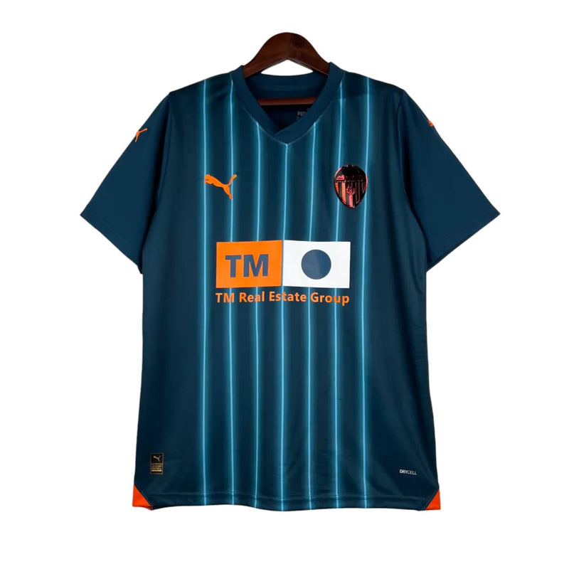 Camisa Valencia III 23/24 - Azul com detalhes em laranja