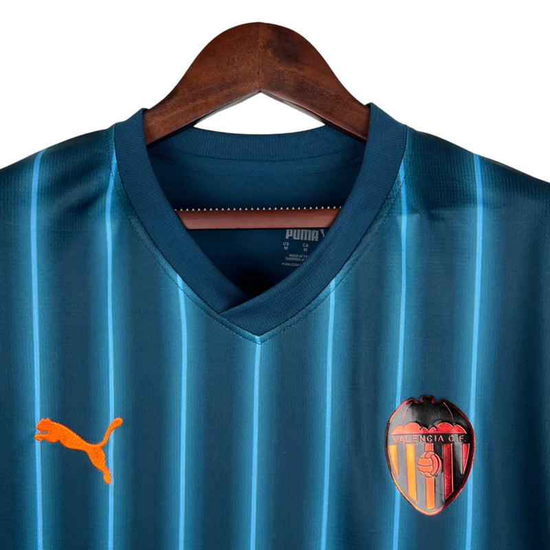 Camisa Valencia III 23/24 - Azul com detalhes em laranja