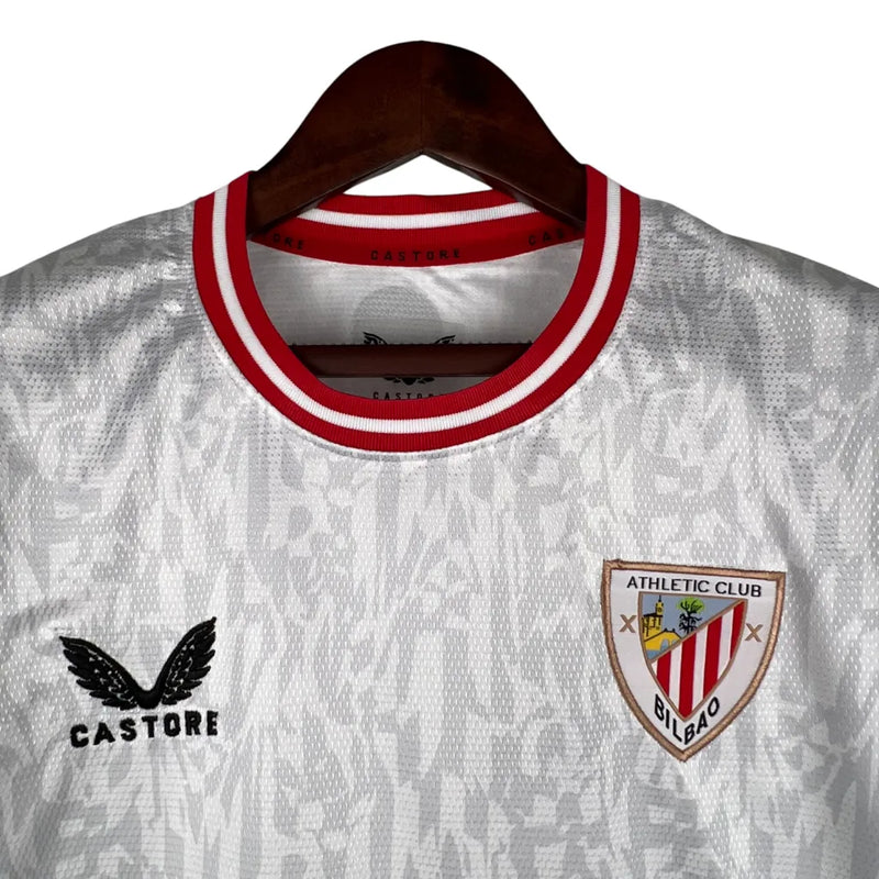 Camisa Athletic Bilbao III 23/24 - Torcedor Castore Masculina - Branca com detalhes em vermelho e preto