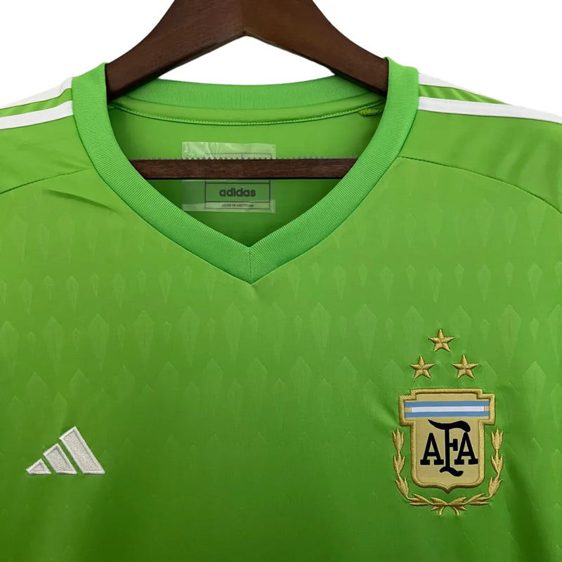 Camisa Seleção da Argentina Goleiro 23/24 - Torcedor Adidas Masculina - Verde com detalhes em branco e dourado