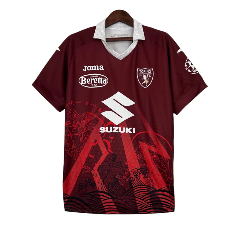 Camisa Torino Edição Especial 23/24 - Torcedor Joma Masculina - Vinho com detalhes em branco