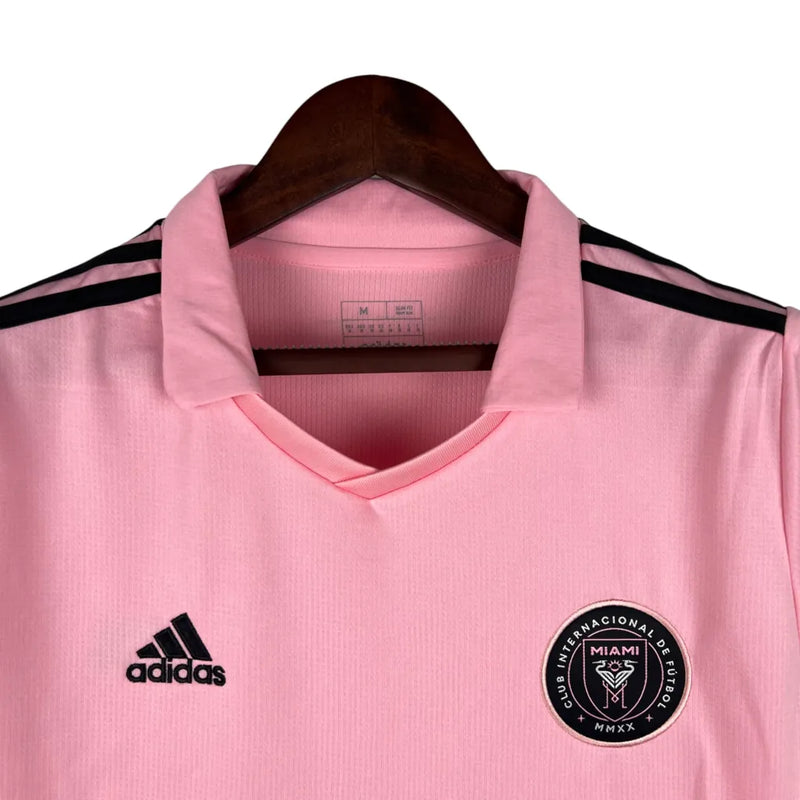 Camisa Inter Miami I 23/24 - Torcedor Adidas Feminina - Rosa com detalhes em preto