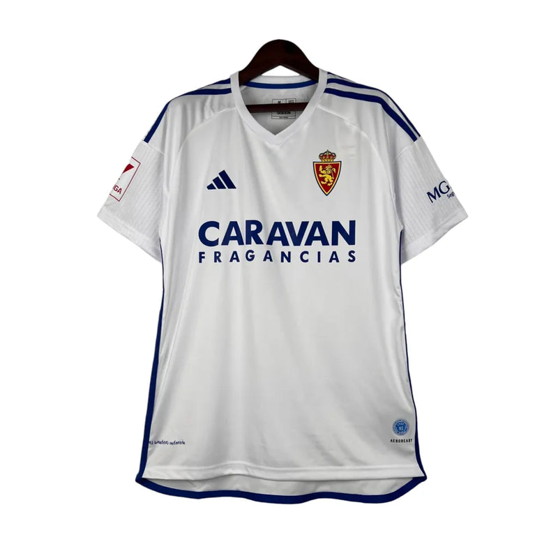 Camisa Zaragoza I 23/24 - Torcedor Adidas Masculina - Branco com detalhes em azul