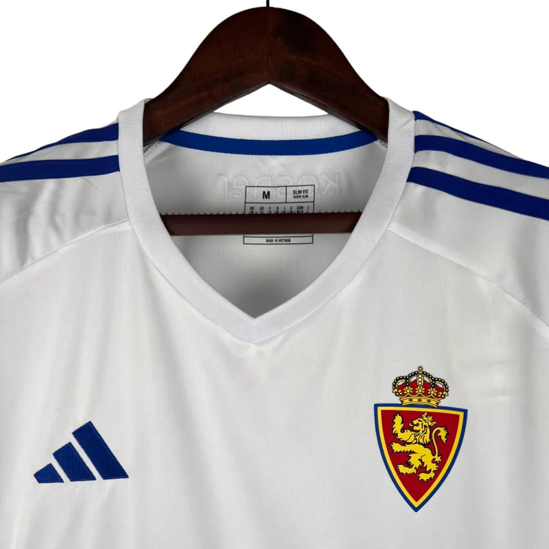 Camisa Zaragoza I 23/24 - Torcedor Adidas Masculina - Branco com detalhes em azul