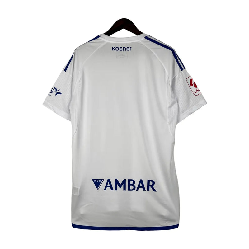 Camisa Zaragoza I 23/24 - Torcedor Adidas Masculina - Branco com detalhes em azul