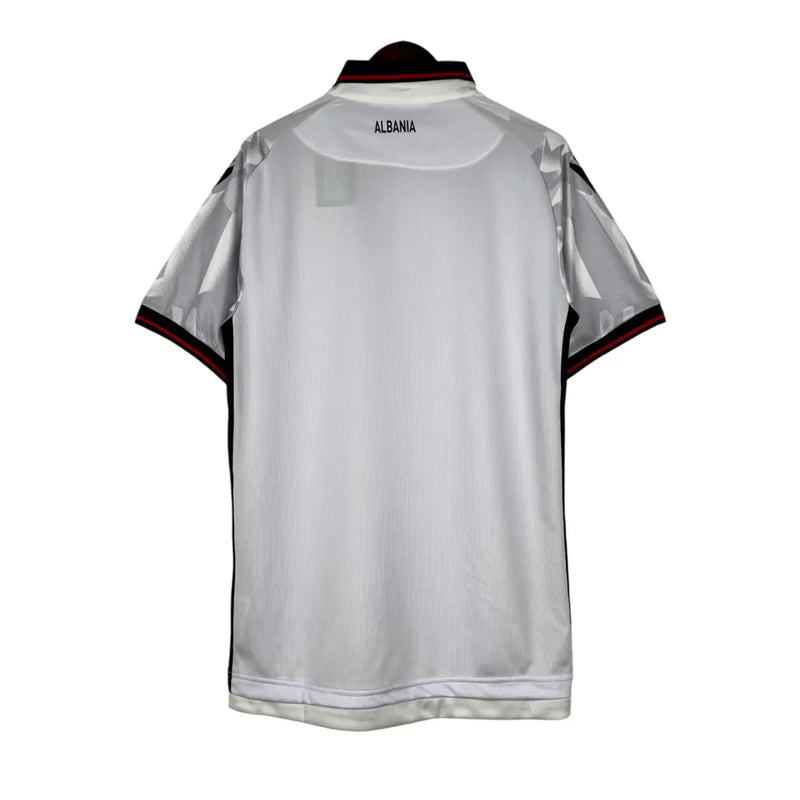 Camisa Seleção Albânia II II 23/24 - Torcedor Macron Masculina - Branca com detalhes em cinza e vermelho