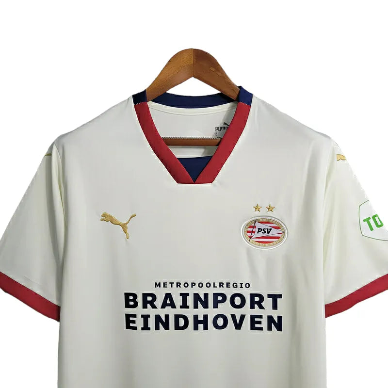 Camisa PSV Eindhoven II 23/24 - Torcedor Puma Masculina - Branca com detalhes em vermelho e dourado