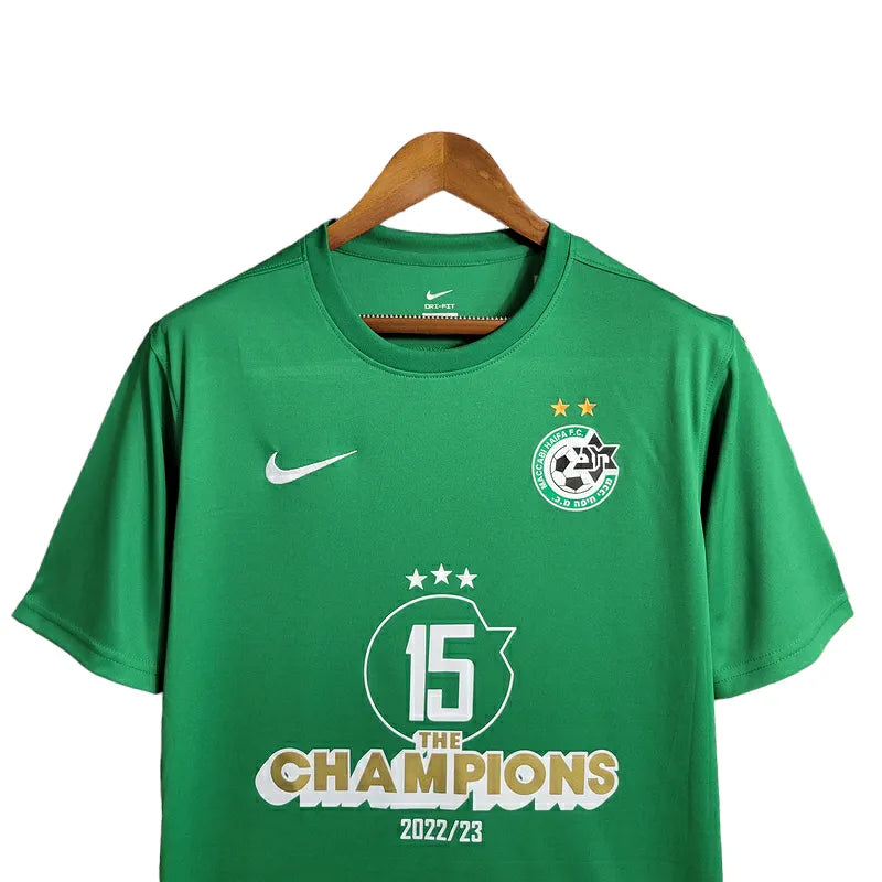 Camisa Maccabi Haifa Edição Especial 23/24 - Torcedor Nike Masculina - Verde com detalhes em branco e dourado