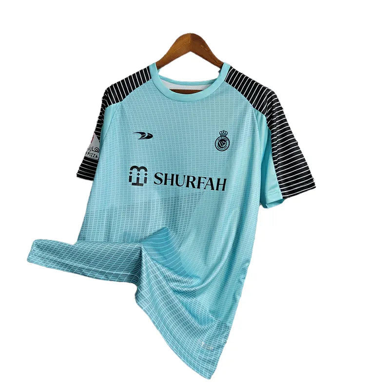 Camisa Al-Nassr Goleiro 23/24 - Torcedor Dunes Masculina - Azul com detalhes em preto e branco