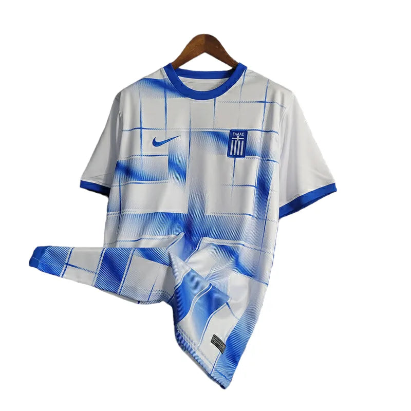 Camisa Seleção Grécia I 23/24 - Torcedor Nike Masculina - Branca com detalhes em azul