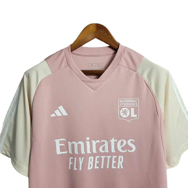 Camisa Lyon Treino 23/24 - Torcedor Adidas Masculina - Rosa com detalhes em branco