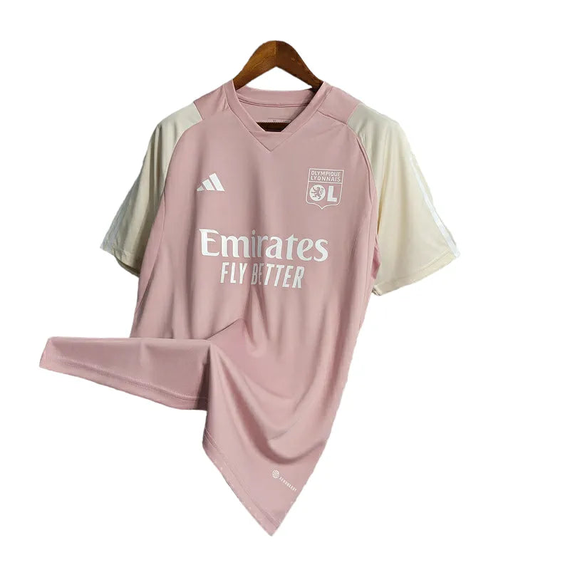 Camisa Lyon Treino 23/24 - Torcedor Adidas Masculina - Rosa com detalhes em branco