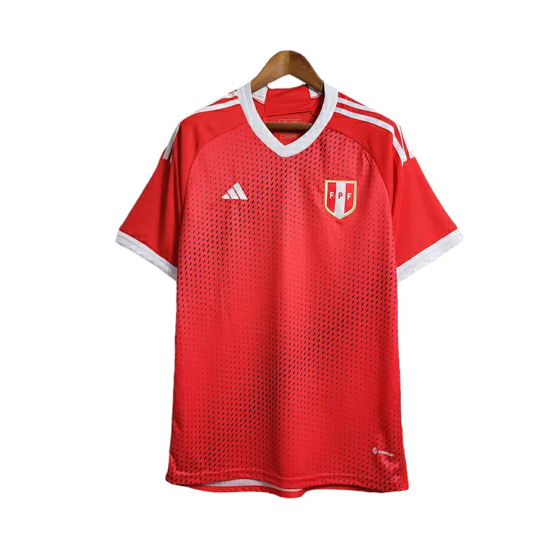 Camisa Seleção Peru II 23/24 - Torcedor Adidas Masculina - Vermelha com detalhes em branco e dourado