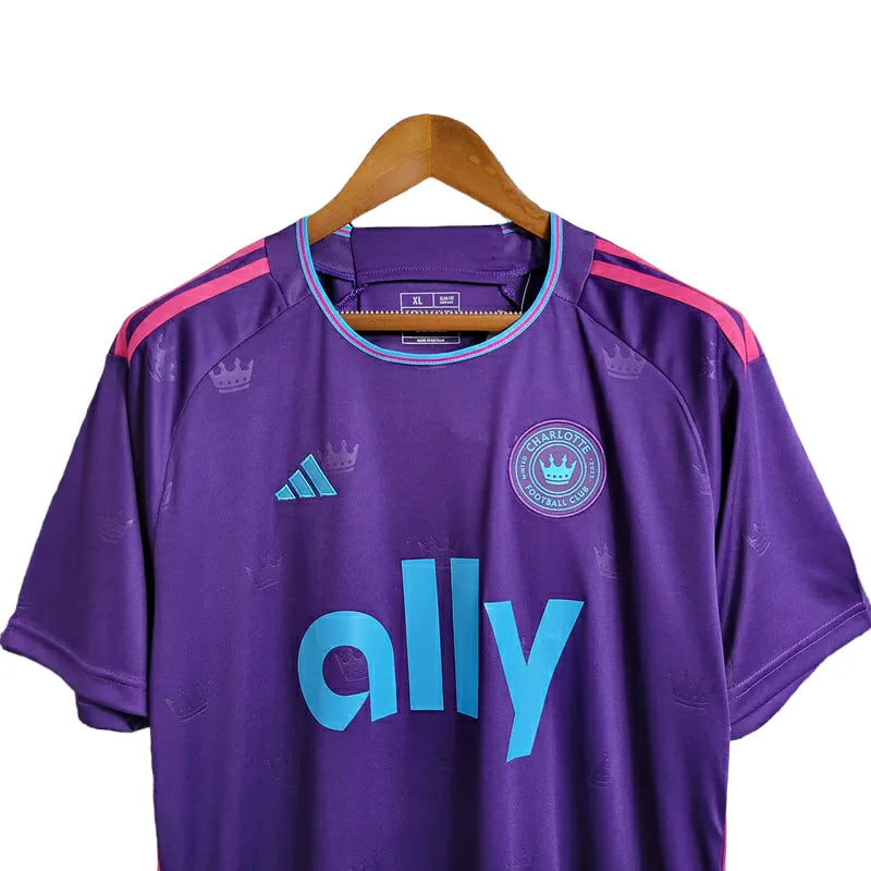 Camisa Charlotte FC II 23/24 - Torcedor Adidas Masculina - Roxa com detalhes em azul e rosa