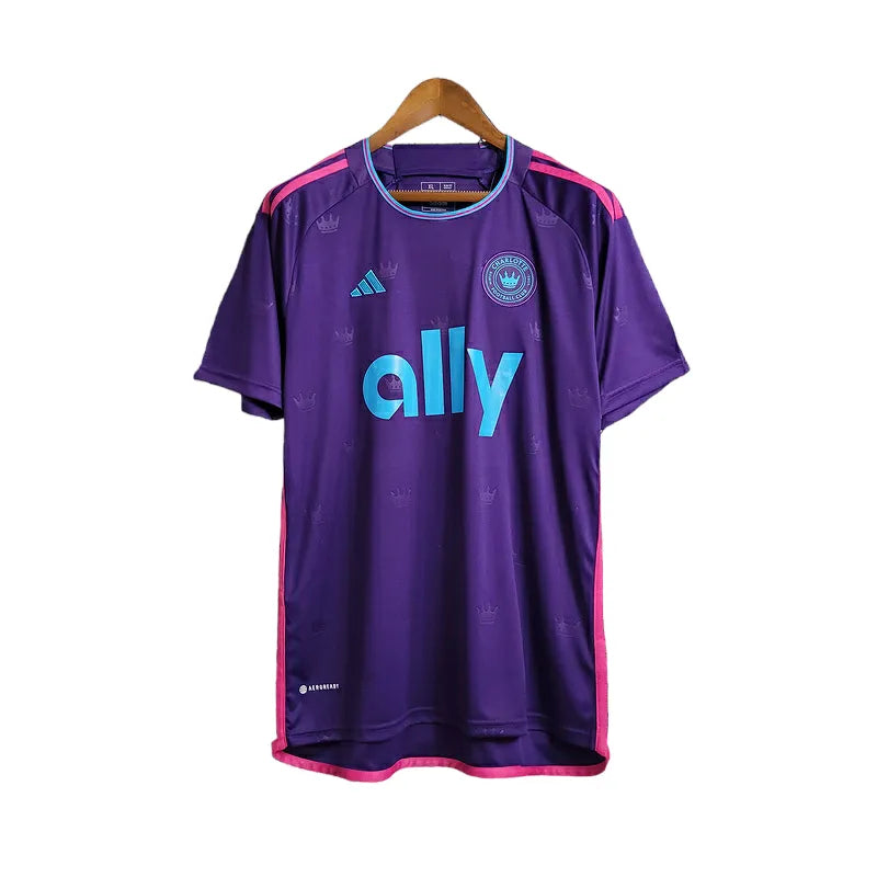 Camisa Charlotte FC II 23/24 - Torcedor Adidas Masculina - Roxa com detalhes em azul e rosa