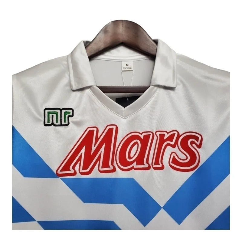 Camisa Retrô Napoli II 1988/1989 - Ennere Masculina - Branca com detalhes em azul