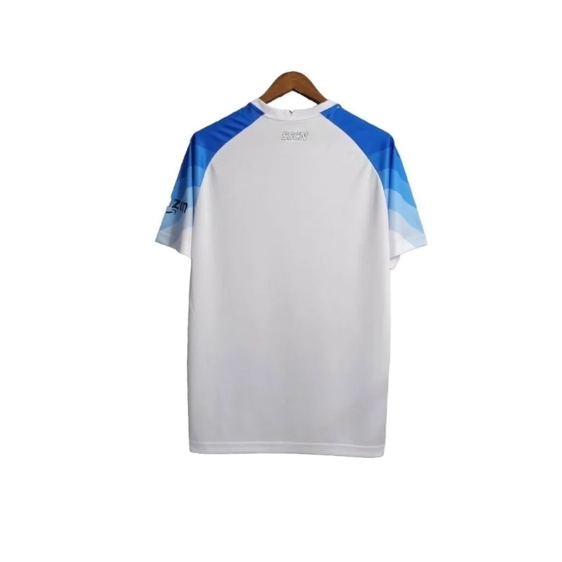 Camisa Napoli Edição Champions 23/24 - Torcedor EA7 Masculina - Branca com detalhes em azul