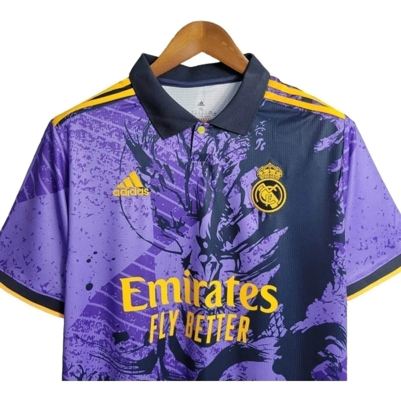 Camisa Real Madrid Edição Especial 23/24 - Torcedor Adidas Masculina - Roxa com detalhes em azul e amarelo