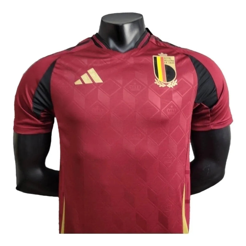 Camisa Bélgica I 24/25 - Jogador Adidas Masculina - Vermelha com detalhes em dourado e preto